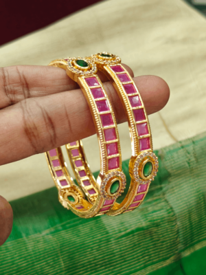 Cube partten bangles(ruby,green)