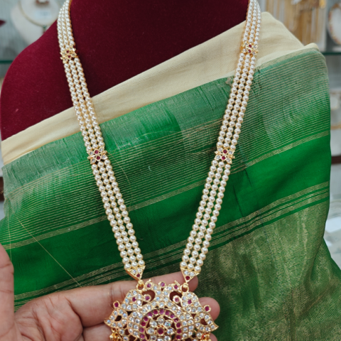 Impon pearl chain gandaberuna pendant design 1(ruby)