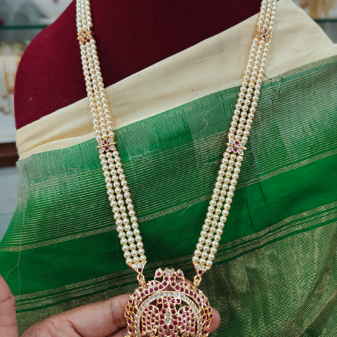 Impon pearl chain gandaberuna pendant design 2(ruby)