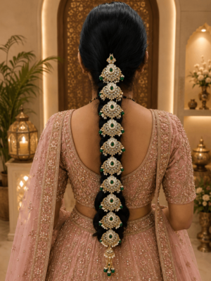 Bridal Kundan hair accessories(green,kundan)
