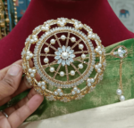 Gold ,silver polished hair bun with pearl(big)