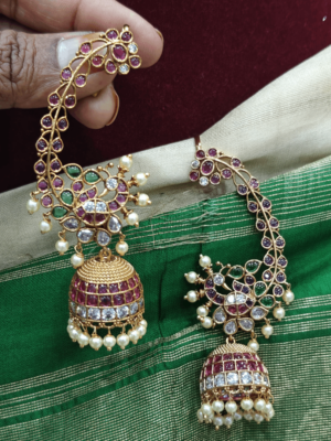 Peacock earcuff with the jhumkha