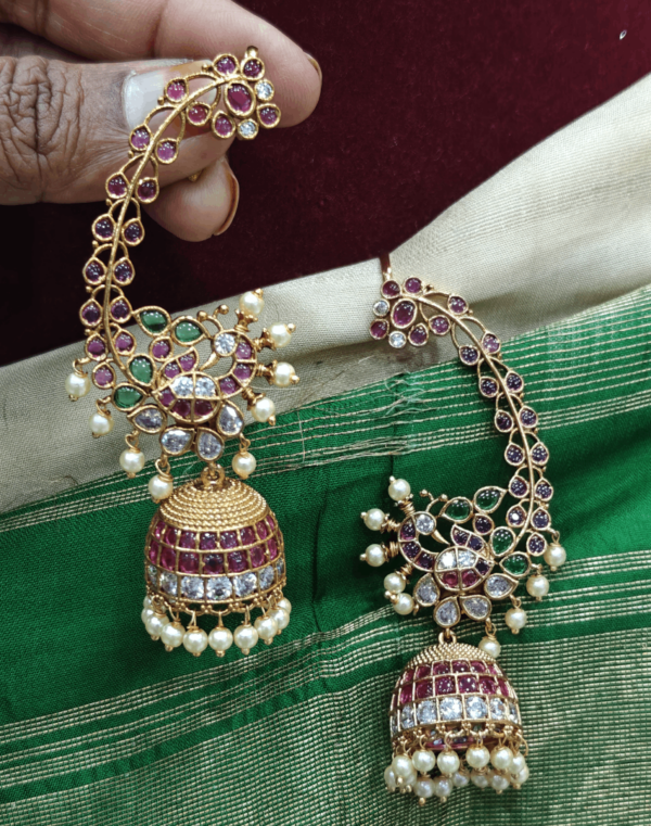 Peacock earcuff with the jhumkha
