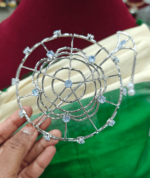Solitaire stone silver finish hair bun