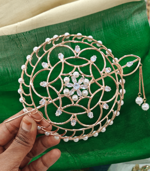 Rose gold polish hair bun cage (big)