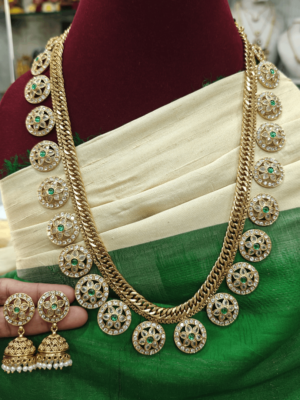 Chakra flower kundan haaram(green ,kundan)