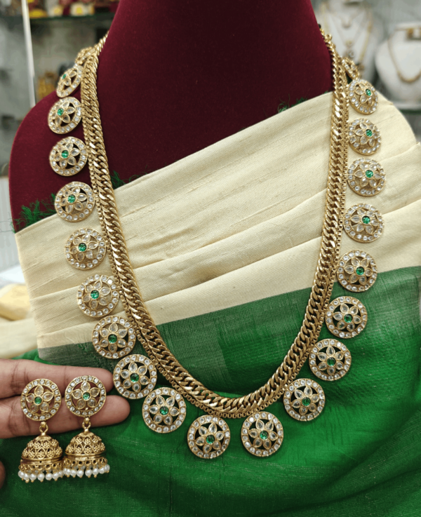 Chakra flower kundan haaram(green ,kundan)