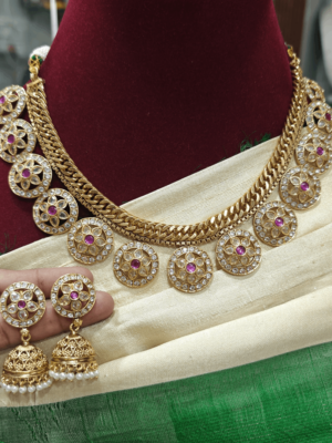 Chakra flower kundan necklace(ruby ,kundan)jadau stone