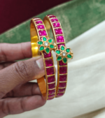 Niraya kundan bangles (ruby,green)