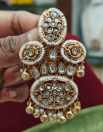 Kundan flower hair accessory