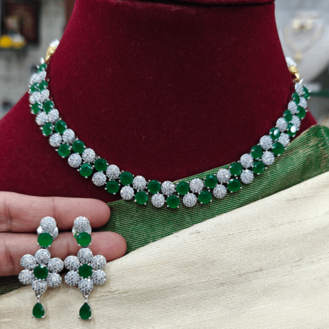 Floral party wear necklace(green)
