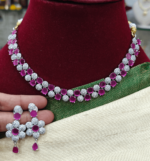 Floral party wear necklace(ruby)