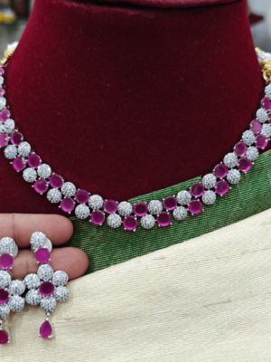 Floral party wear necklace(ruby)