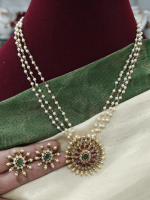 Pearl mala with chakra pendent