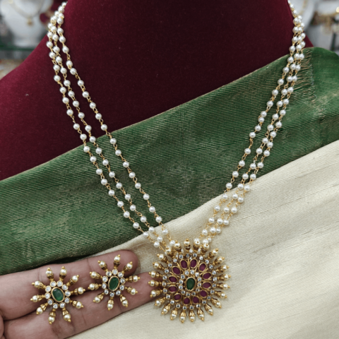 Pearl mala with chakra pendent