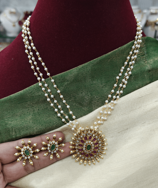 Pearl mala with chakra pendent