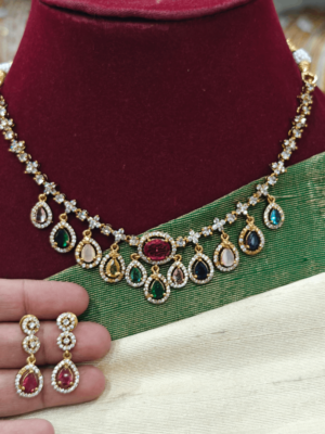Navarathna solitaire necklace