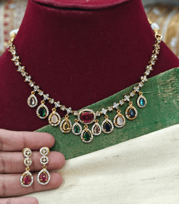 Navarathna solitaire necklace