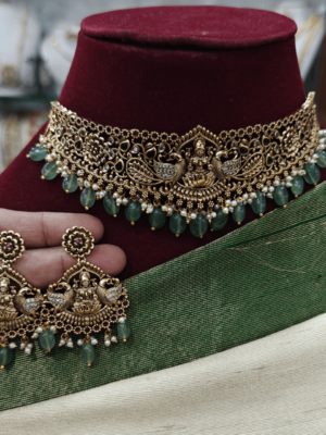 Antique finish Lotus Lakshmi choker