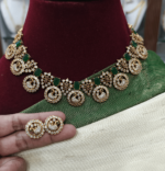 Peacock emerald solitaire necklace(green)