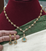 AD stone necklace set(mint green)