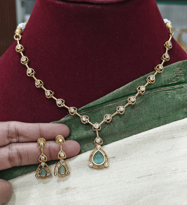 AD stone necklace set(mint green)