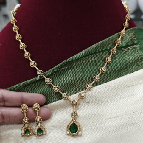 AD stone necklace set( green)