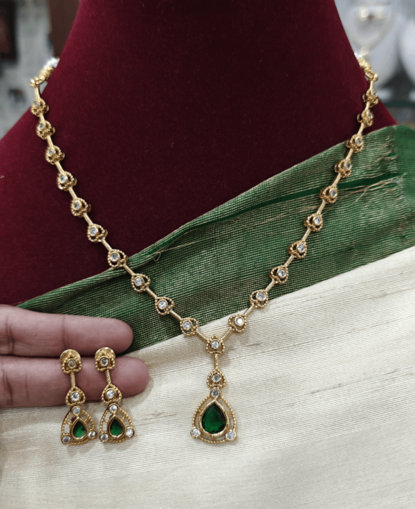 AD stone necklace set( green)