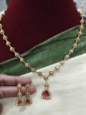 AD stone necklace set( red)