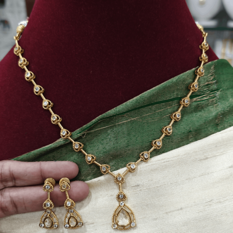 AD stone necklace set( white)