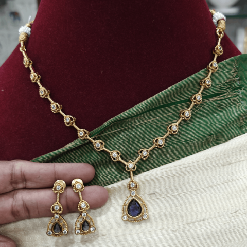 AD stone necklace set( purple)