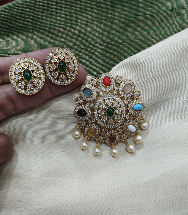 Navarathna pendant with earings