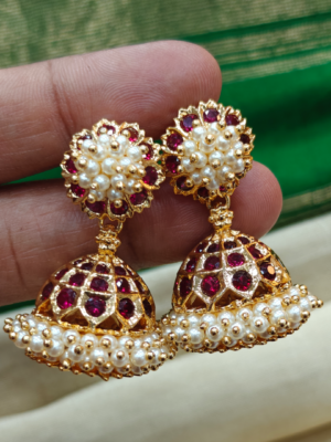 Bellimoda jhumka (ruby/pearl)big