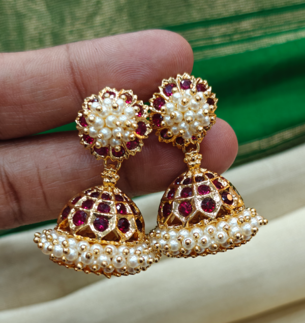 Bellimoda jhumka (ruby/pearl)big