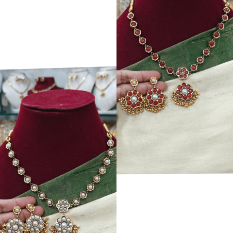 Coral pearl 2 in 1 necklace
