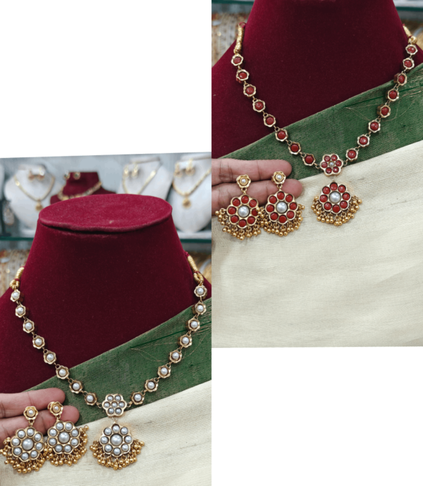 Coral pearl 2 in 1 necklace