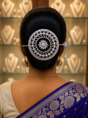 Silver polished hair bun design 2(big)