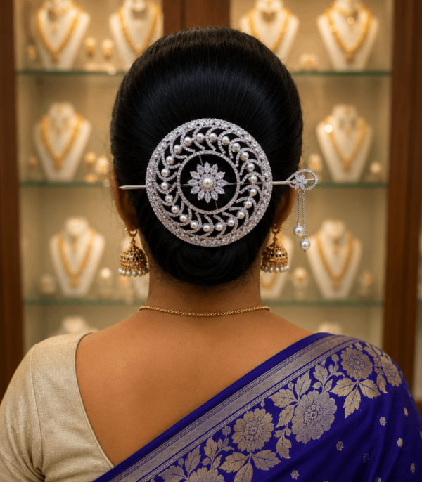Silver polished hair bun design 2(big)