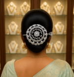 Silver hair bun with pearl (big)