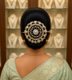 Gold ,silver polished hair bun with pearl(big)