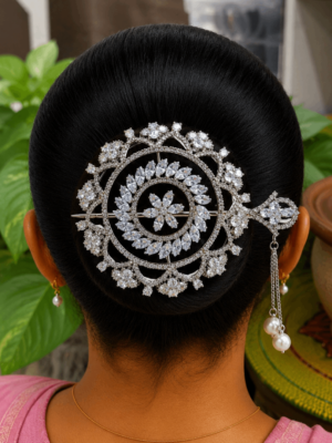 Sunflower hair bun design 2(silver) small