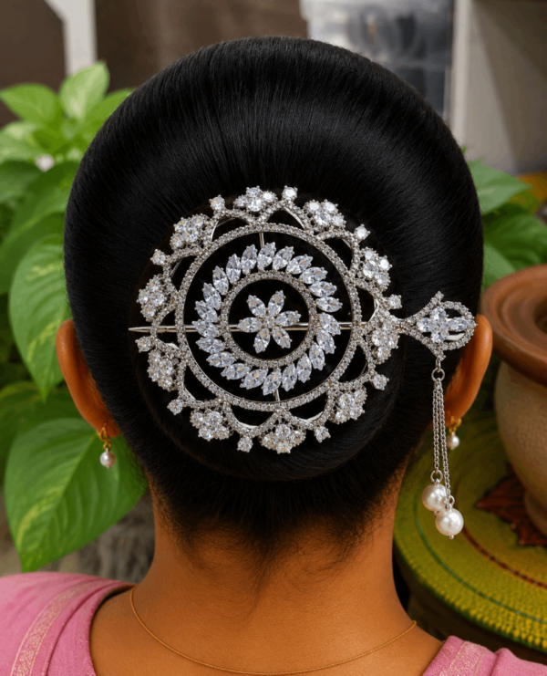 Sunflower hair bun design 2(silver) small