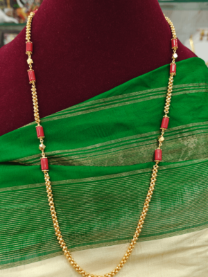 Coral mala with chain
