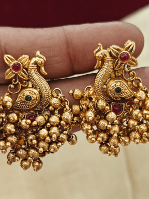 Peacock cluster earings (ruby,green)