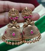 Ruby Lakshmi Jadau Jumkha (Antique beads)