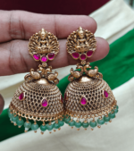 Ruby Lakshmi Jadau Jumkha (Green beads)