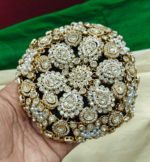 Kundan and pearl black bun design 1