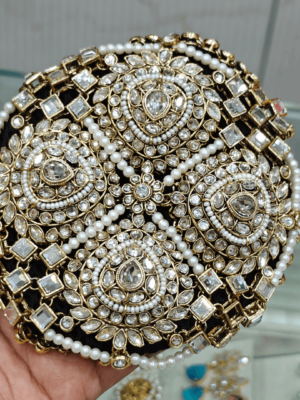 Drop kundan hair buncage