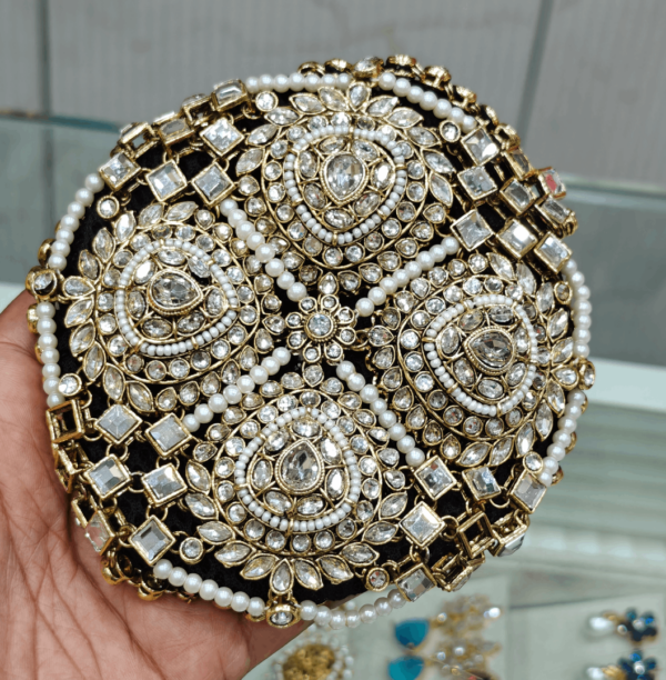 Drop kundan hair buncage