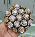 Pink flower in kundan circle hair buncage